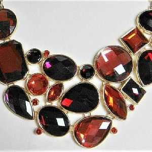 Joan Rivers bib style red necklace